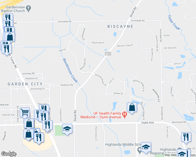 map of restaurants, bars, coffee shops, grocery stores, and more near in Jacksonville