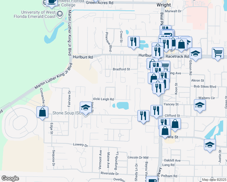 map of restaurants, bars, coffee shops, grocery stores, and more near 991 John Wayne Circle in Fort Walton Beach