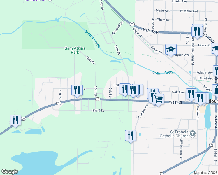 map of restaurants, bars, coffee shops, grocery stores, and more near 16966 NW 14th St in Blountstown