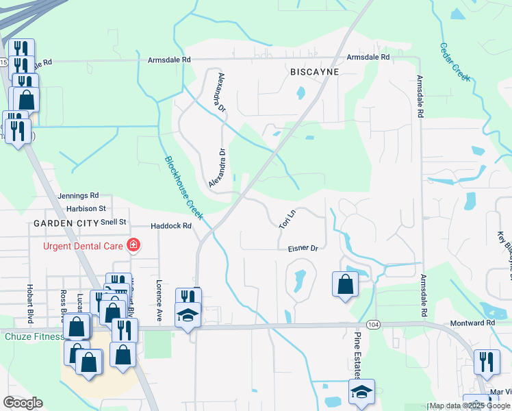 map of restaurants, bars, coffee shops, grocery stores, and more near 2510 Victoria Point Drive in Jacksonville
