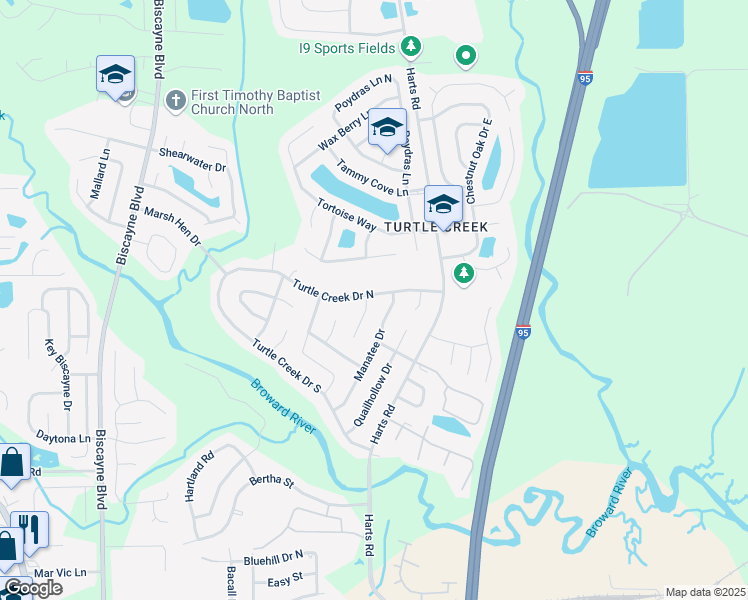 map of restaurants, bars, coffee shops, grocery stores, and more near 922 Turtle Creek Drive North in Jacksonville