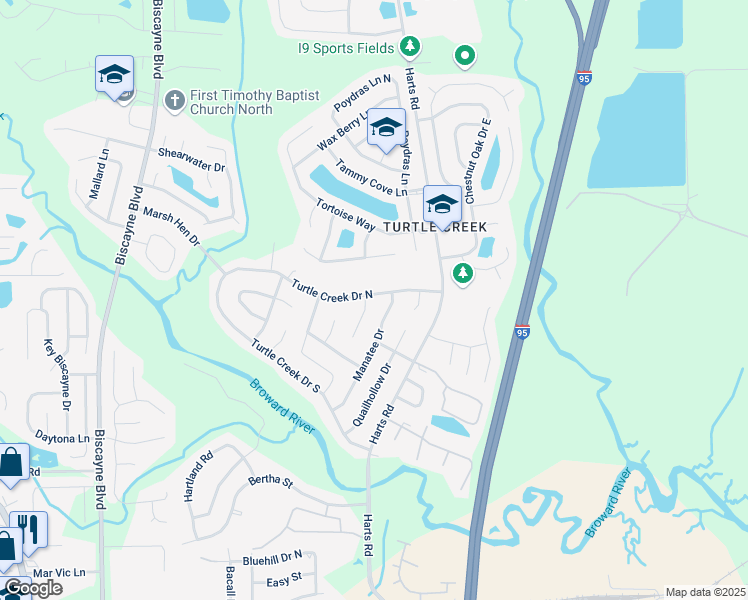 map of restaurants, bars, coffee shops, grocery stores, and more near 922 Turtle Creek Drive North in Jacksonville