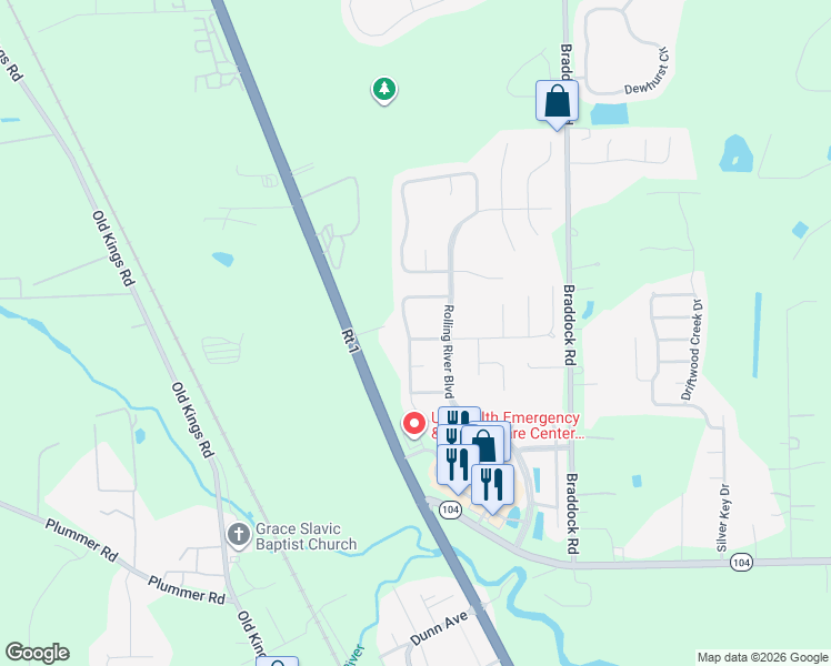 map of restaurants, bars, coffee shops, grocery stores, and more near 11609 Deep Springs Drive North in Jacksonville