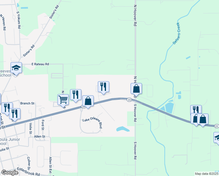 map of restaurants, bars, coffee shops, grocery stores, and more near 110 Village Oaks Boulevard in Ponchatoula
