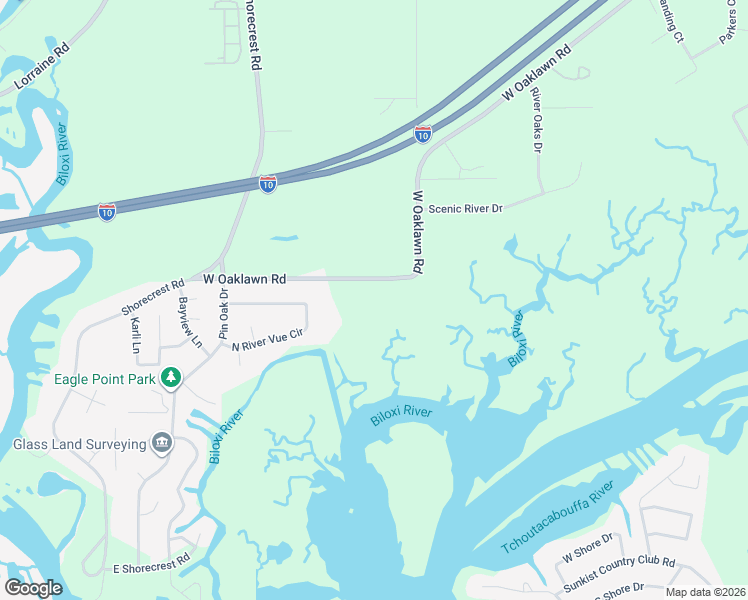 map of restaurants, bars, coffee shops, grocery stores, and more near 9511-9593 West Oaklawn Road in Biloxi