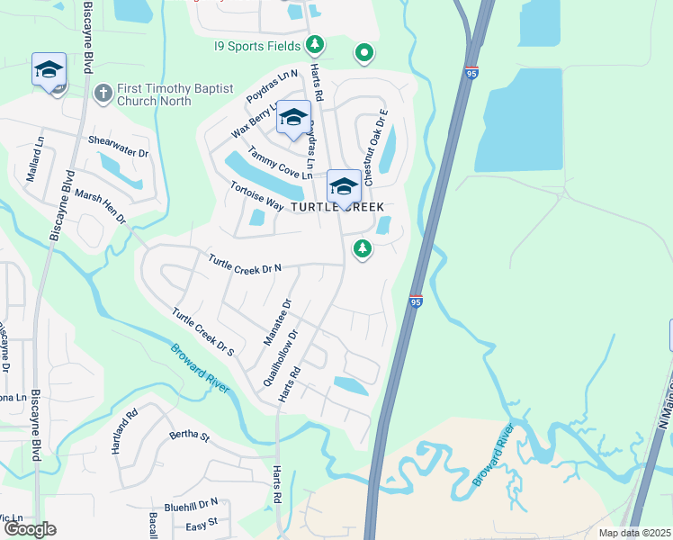 map of restaurants, bars, coffee shops, grocery stores, and more near 806 Turtle Creek Drive North in Jacksonville