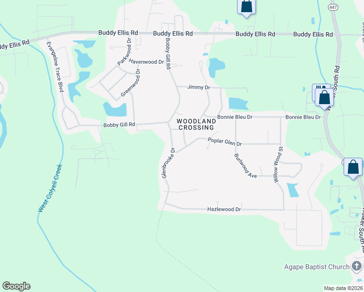 map of restaurants, bars, coffee shops, grocery stores, and more near 26155 Bell Wood Drive in Denham Springs