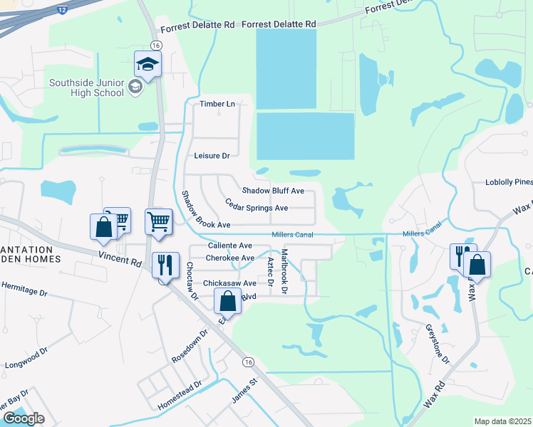 map of restaurants, bars, coffee shops, grocery stores, and more near 9016 Cedar Springs Avenue in Denham Springs