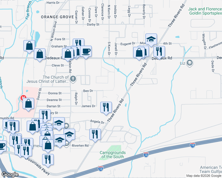 map of restaurants, bars, coffee shops, grocery stores, and more near 156 Ben Drive in Gulfport