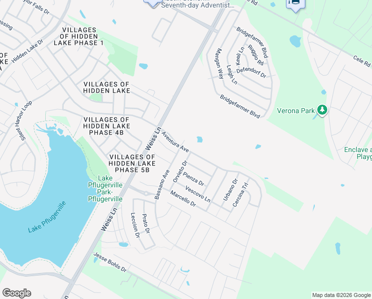 map of restaurants, bars, coffee shops, grocery stores, and more near Aventura Avenue in Pflugerville