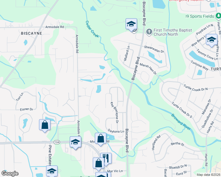 map of restaurants, bars, coffee shops, grocery stores, and more near 1860 Longwood Key Drive North in Jacksonville