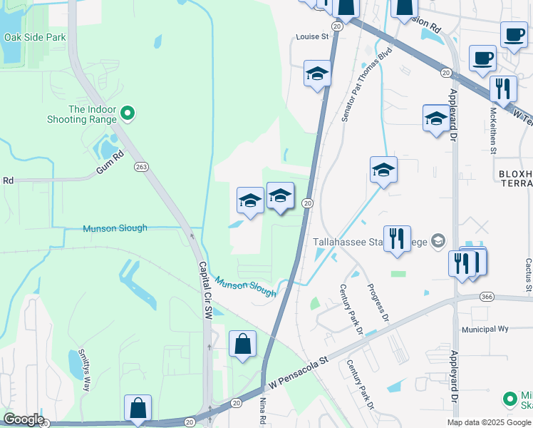 map of restaurants, bars, coffee shops, grocery stores, and more near 860 Blountstown Highway in Tallahassee