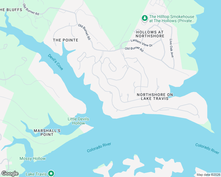 map of restaurants, bars, coffee shops, grocery stores, and more near 17801 Navigation Lane in Lago Vista