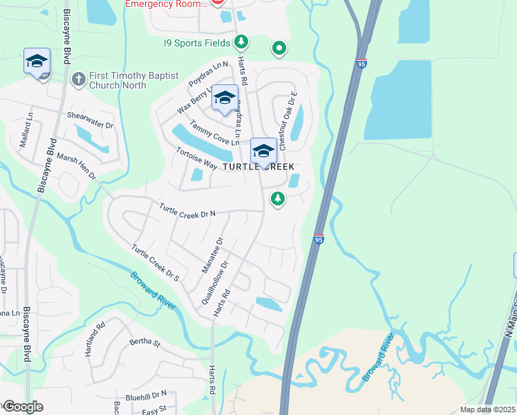 map of restaurants, bars, coffee shops, grocery stores, and more near 807 Turtle Creek Drive North in Jacksonville