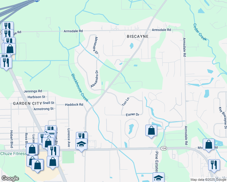 map of restaurants, bars, coffee shops, grocery stores, and more near 2509 Victoria Point Drive in Jacksonville