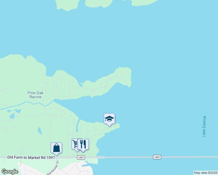map of restaurants, bars, coffee shops, grocery stores, and more near 16447 Hunters Trail in Montgomery