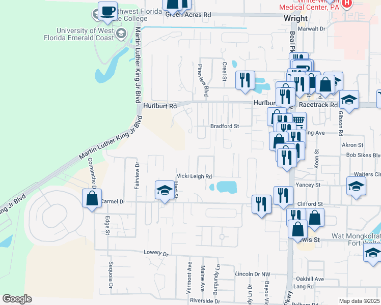 map of restaurants, bars, coffee shops, grocery stores, and more near 916 Lawton Court in Fort Walton Beach