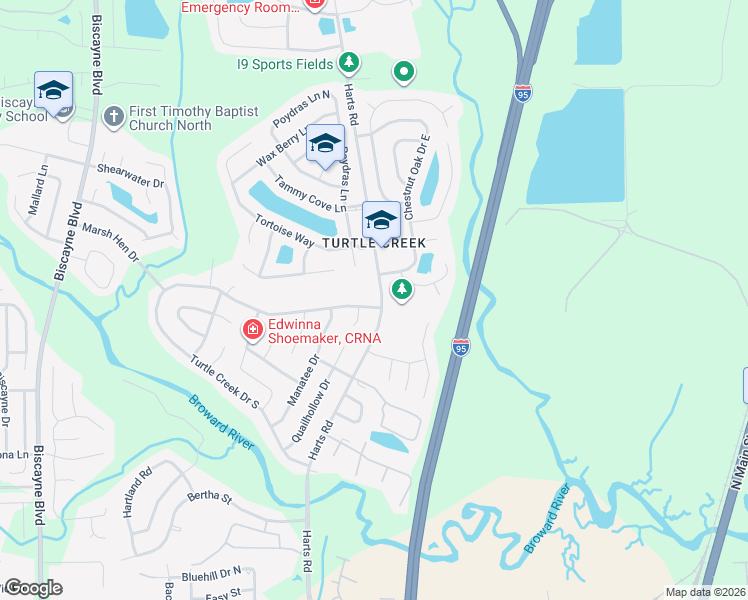 map of restaurants, bars, coffee shops, grocery stores, and more near 806 Turtle Creek Drive North in Jacksonville