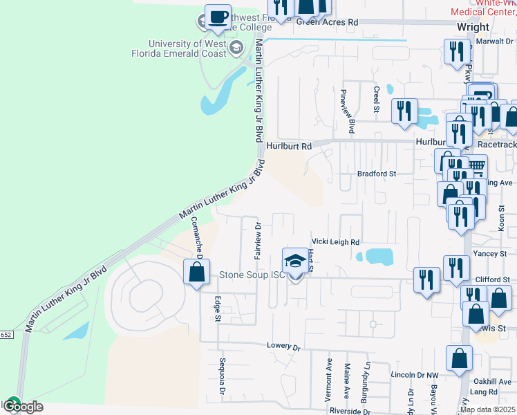 map of restaurants, bars, coffee shops, grocery stores, and more near 824 Fairview Drive in Fort Walton Beach
