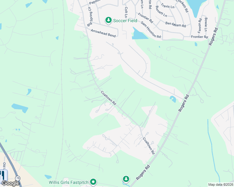 map of restaurants, bars, coffee shops, grocery stores, and more near 13900 Coaltown Road in Willis