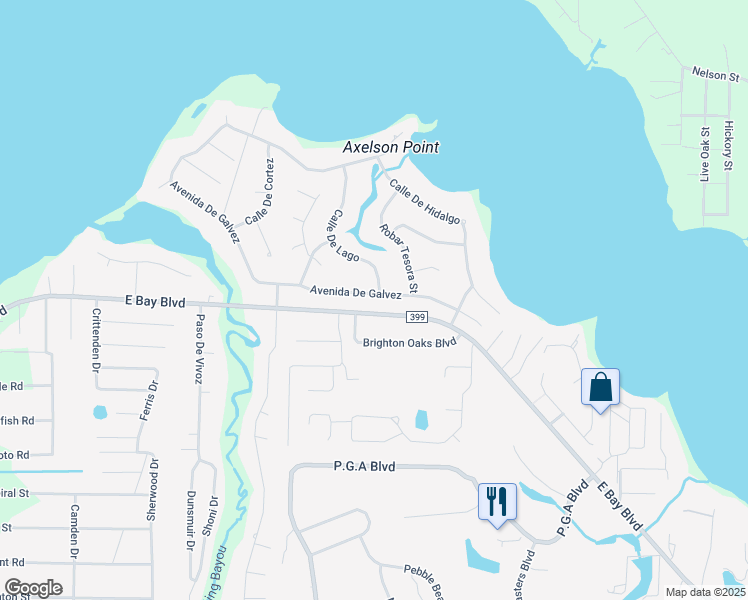 map of restaurants, bars, coffee shops, grocery stores, and more near 6825 Avenida De Galvez in Navarre