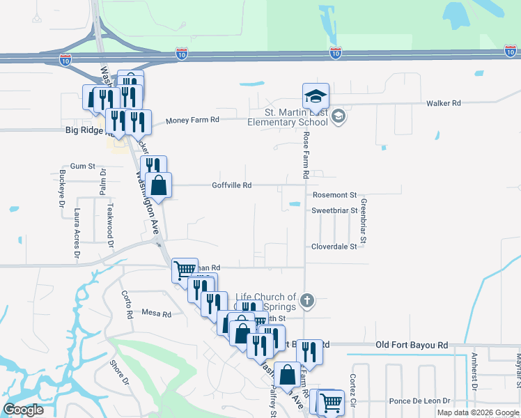 map of restaurants, bars, coffee shops, grocery stores, and more near 7124 Issac Williams St in Ocean Springs