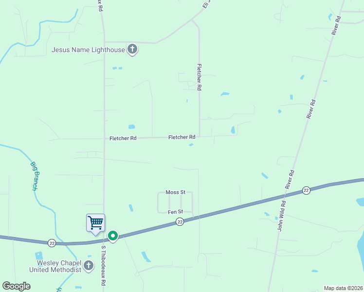 map of restaurants, bars, coffee shops, grocery stores, and more near 22202 Fletcher Road in Ponchatoula