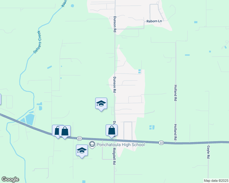 map of restaurants, bars, coffee shops, grocery stores, and more near 40210 Dunson Road in Ponchatoula