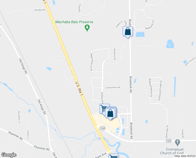 map of restaurants, bars, coffee shops, grocery stores, and more near 11754 Deep Springs Drive North in Jacksonville