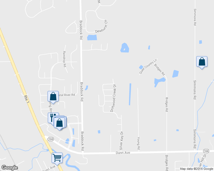 map of restaurants, bars, coffee shops, grocery stores, and more near 11567 Riverstone Way in Jacksonville