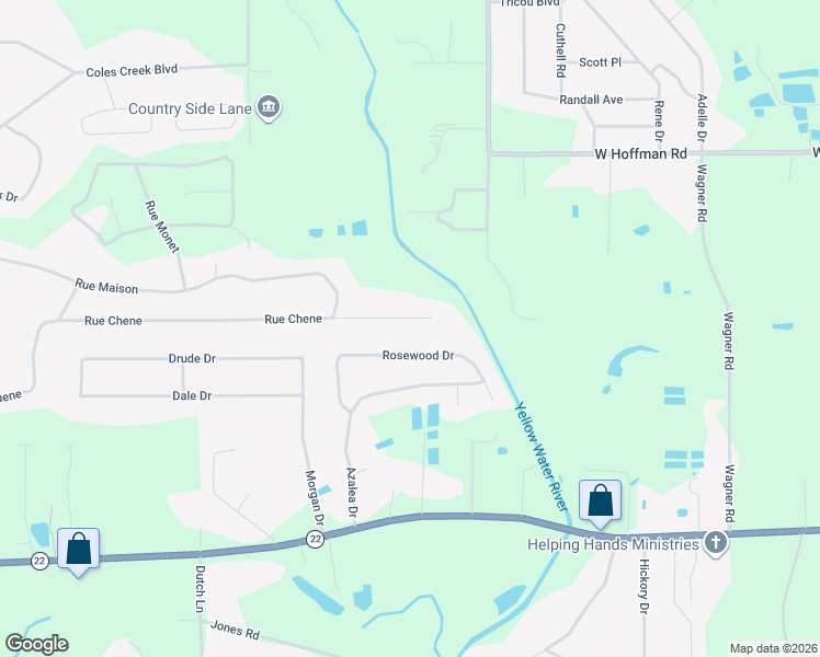 map of restaurants, bars, coffee shops, grocery stores, and more near 41593 Rue Chene in Ponchatoula