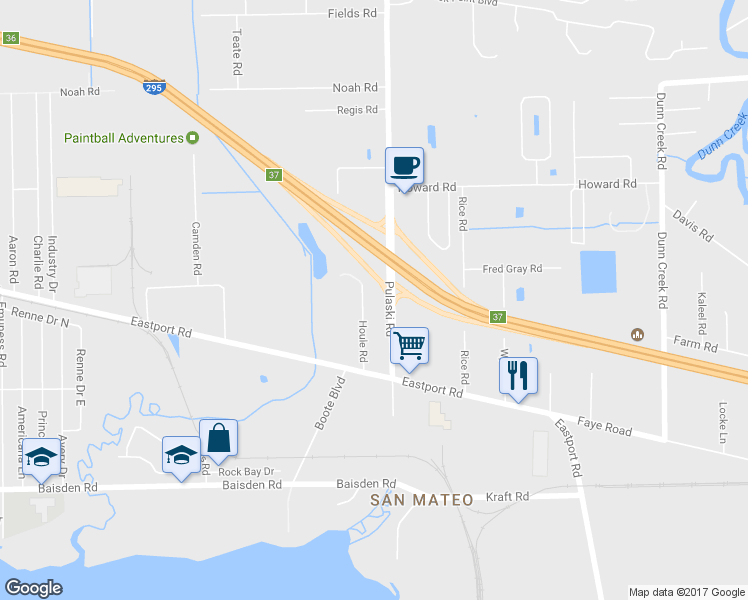 map of restaurants, bars, coffee shops, grocery stores, and more near 11721 Houle Road in Jacksonville