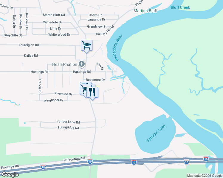map of restaurants, bars, coffee shops, grocery stores, and more near 1113 Lucas Rd in Lucedale