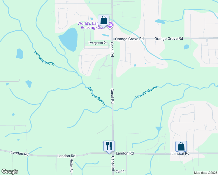 map of restaurants, bars, coffee shops, grocery stores, and more near 11143-11323 Canal Road in Gulfport