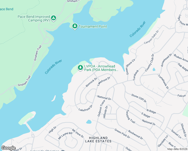 map of restaurants, bars, coffee shops, grocery stores, and more near 4500 Rimrock Drive in Lago Vista