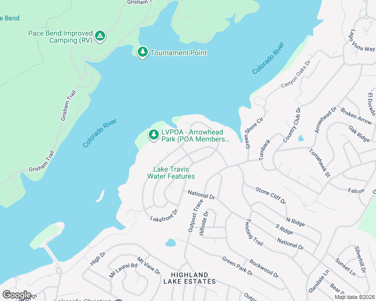 map of restaurants, bars, coffee shops, grocery stores, and more near 4500 Rimrock Drive in Lago Vista