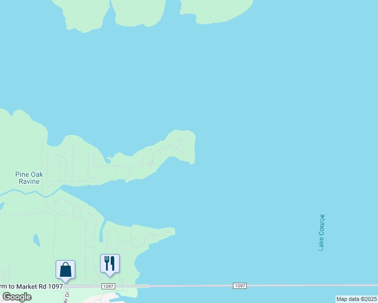 map of restaurants, bars, coffee shops, grocery stores, and more near 16274 Hunters Trail in Montgomery