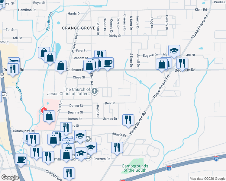 map of restaurants, bars, coffee shops, grocery stores, and more near 14426 Williamsburg Drive in Gulfport