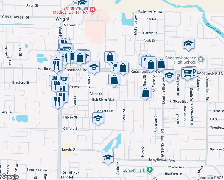 map of restaurants, bars, coffee shops, grocery stores, and more near 102A Hydac Road in Fort Walton Beach