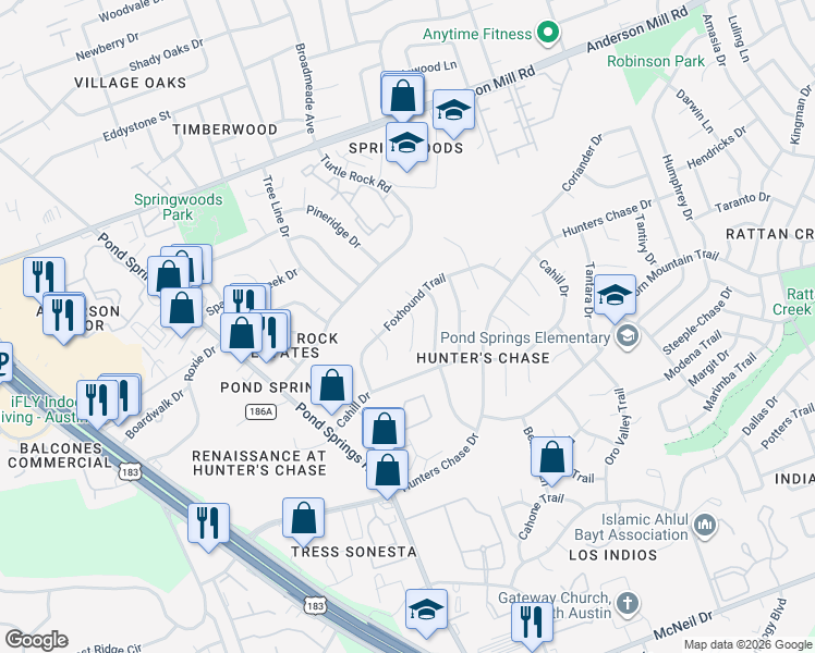 map of restaurants, bars, coffee shops, grocery stores, and more near 12528 Labrador Cove in Austin