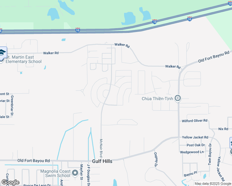 map of restaurants, bars, coffee shops, grocery stores, and more near 2109 Eva Avenue in Ocean Springs