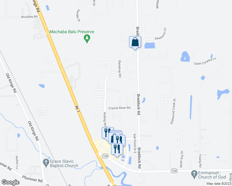 map of restaurants, bars, coffee shops, grocery stores, and more near 6826 Rapid River Drive in Jacksonville