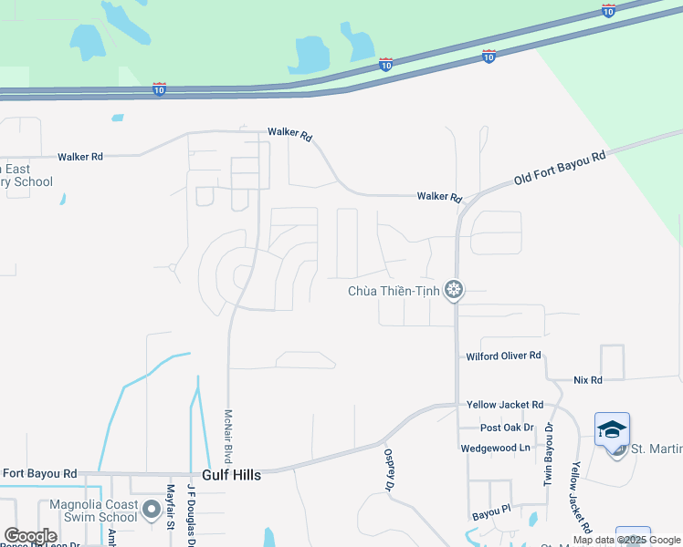 map of restaurants, bars, coffee shops, grocery stores, and more near 7727 Falcon Circle West in Ocean Springs