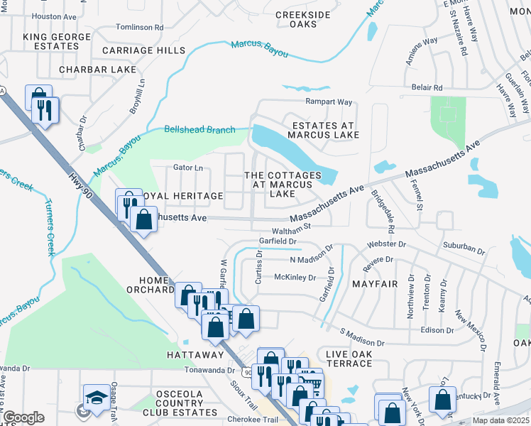 map of restaurants, bars, coffee shops, grocery stores, and more near 2081 Tujaques Place in Pensacola