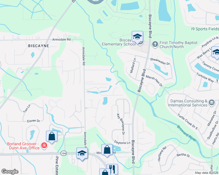map of restaurants, bars, coffee shops, grocery stores, and more near 11962 Smith Pointe Court in Jacksonville