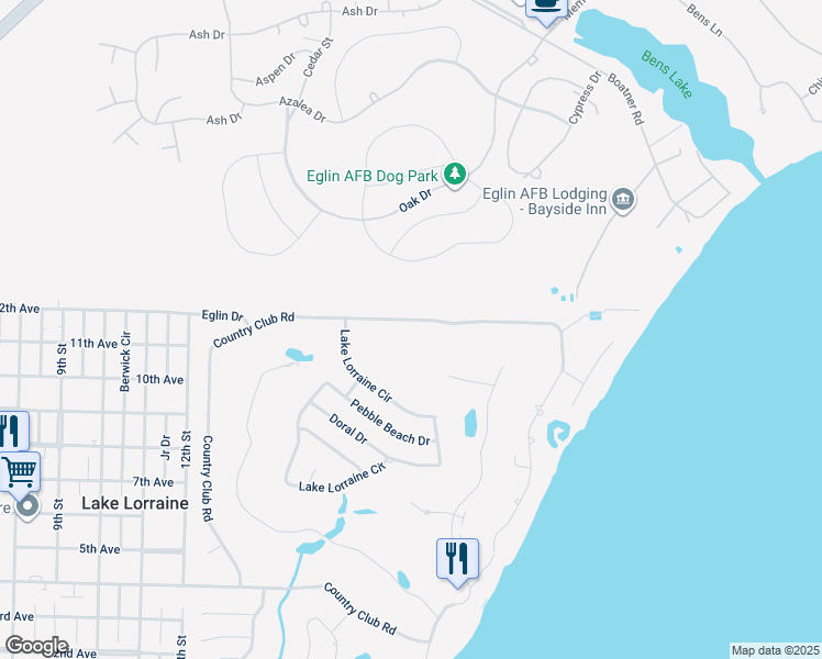map of restaurants, bars, coffee shops, grocery stores, and more near 92 Country Club Road in Shalimar