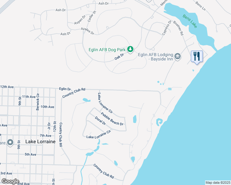 map of restaurants, bars, coffee shops, grocery stores, and more near 92 Country Club Road in Shalimar