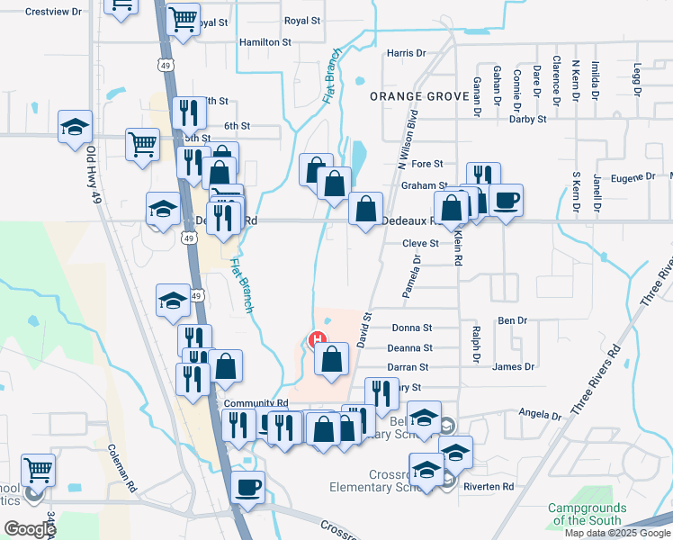 map of restaurants, bars, coffee shops, grocery stores, and more near 11213 Dobson Road in Gulfport