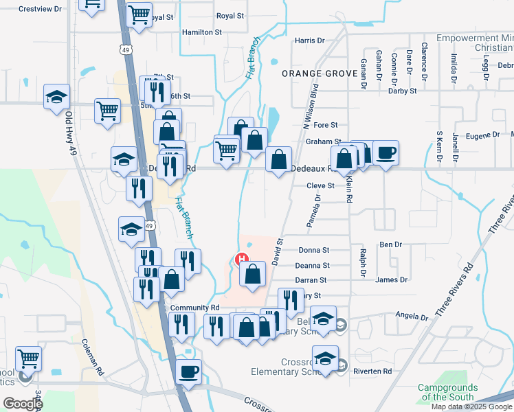map of restaurants, bars, coffee shops, grocery stores, and more near 11213 Dobson Road in Gulfport