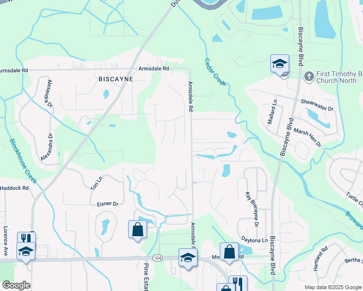 map of restaurants, bars, coffee shops, grocery stores, and more near 11932 Chester Creek Road in Jacksonville